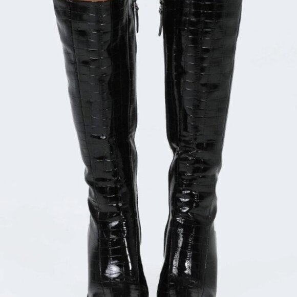 EUC Princess Poly Faux Black Patent Leather Crocodile Boots 7 MSRP $80 - Picture 12 of 12